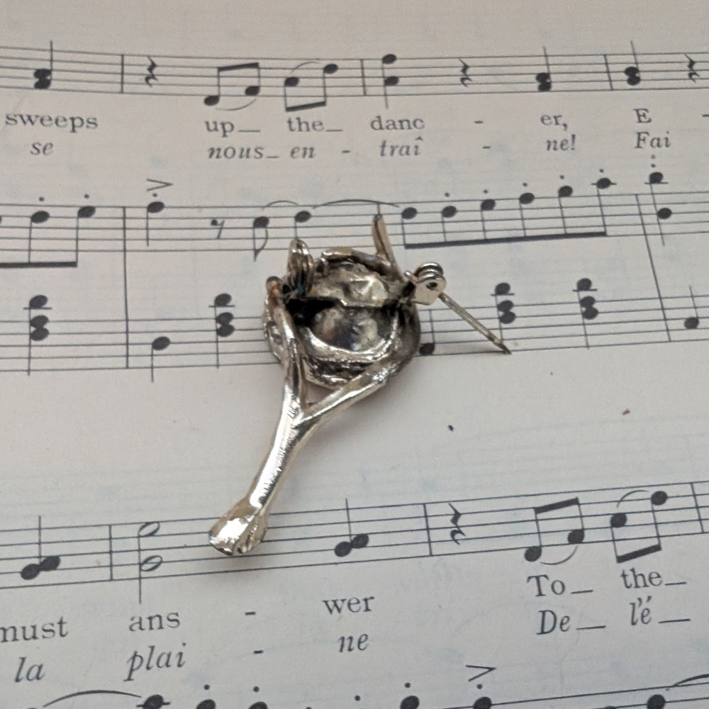 Silver Bird Nest Brooch with Pearls - Picture 12 of 12